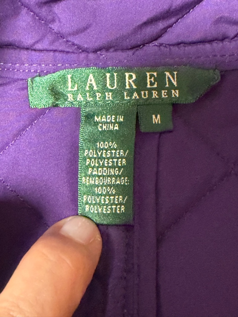 Ralph Lauren Purple Quilted Jacket SIZE M NWT - Picture 4 of 7